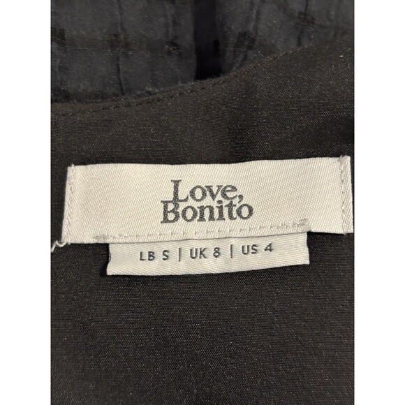 LOVE, BONITO Black Textured Sleeveless Tiered Side Ties Midi Dress 4 - Picture 5 of 7